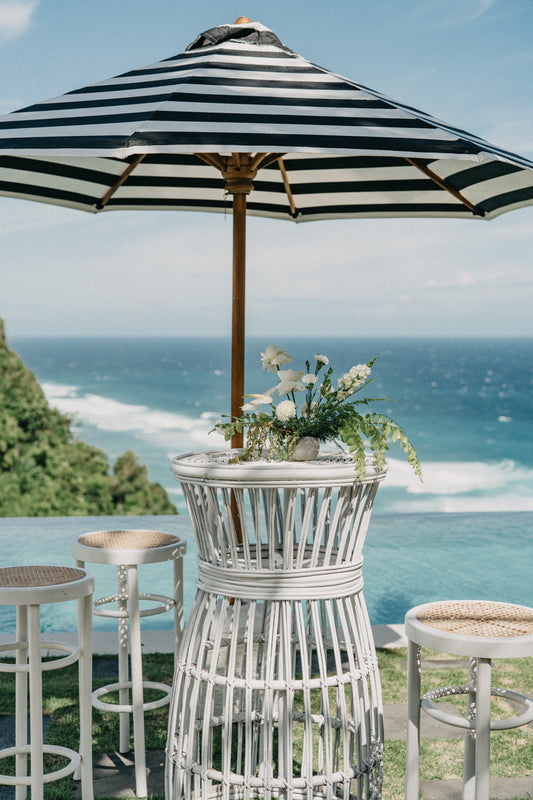 Riviera Umbrella Black + White Stripe