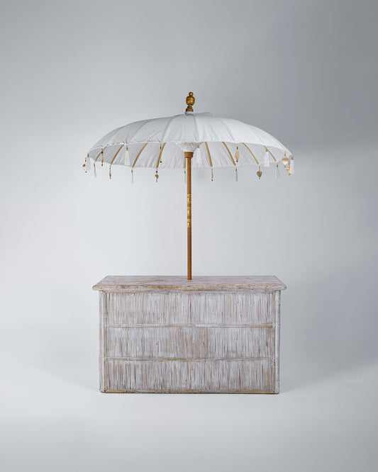 Coconut Cart Whitewash with Umbrella