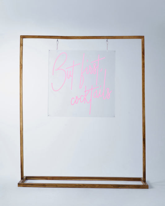 But First Cocktails Teak Frame