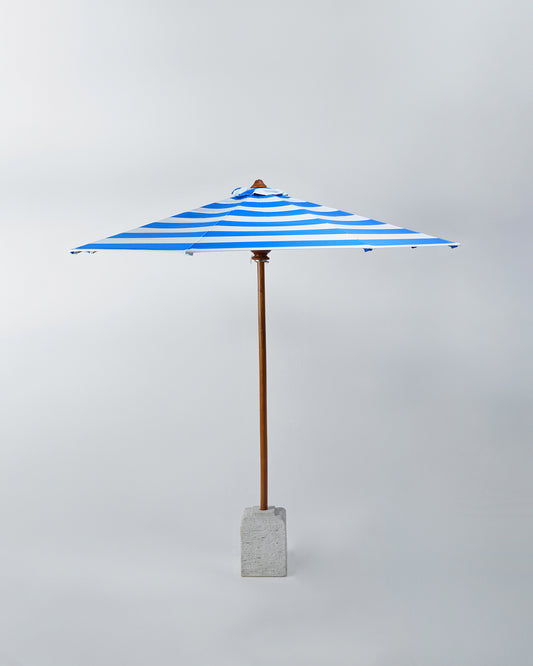 Riviera Umbrella Blue + White Stripe