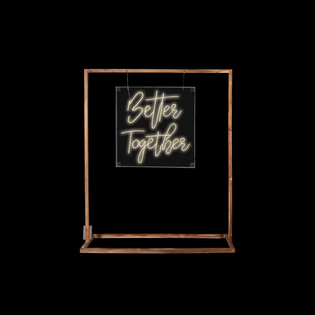 Better Together - Teak Frame | White Neon - balieventhire