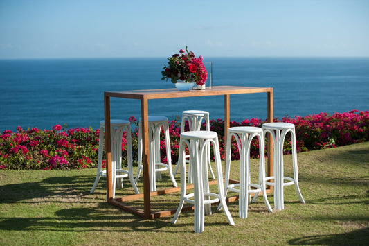 Amalfi Bar Table - Teak - balieventhire