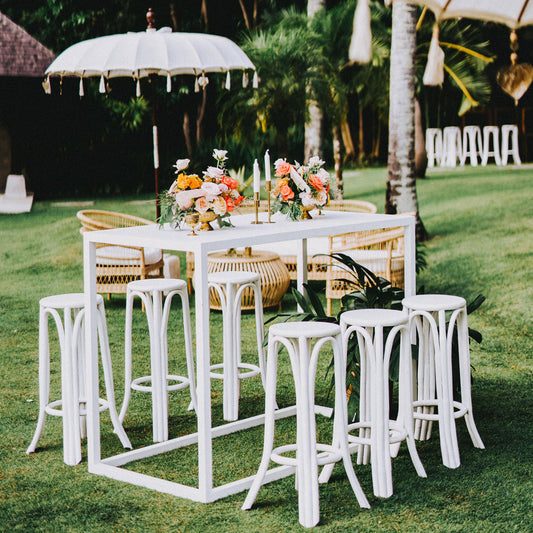 White Bentwood Bar Stool - balieventhire